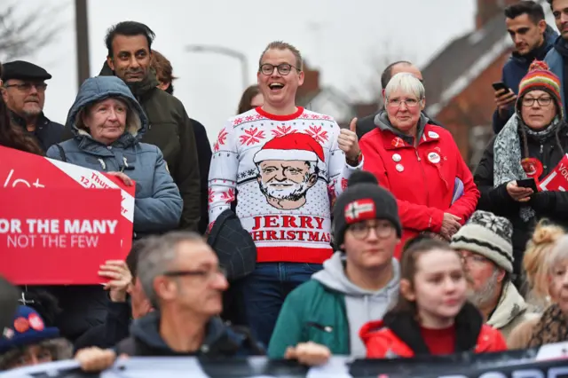 Labour supporters in Dinnington, Sheffield