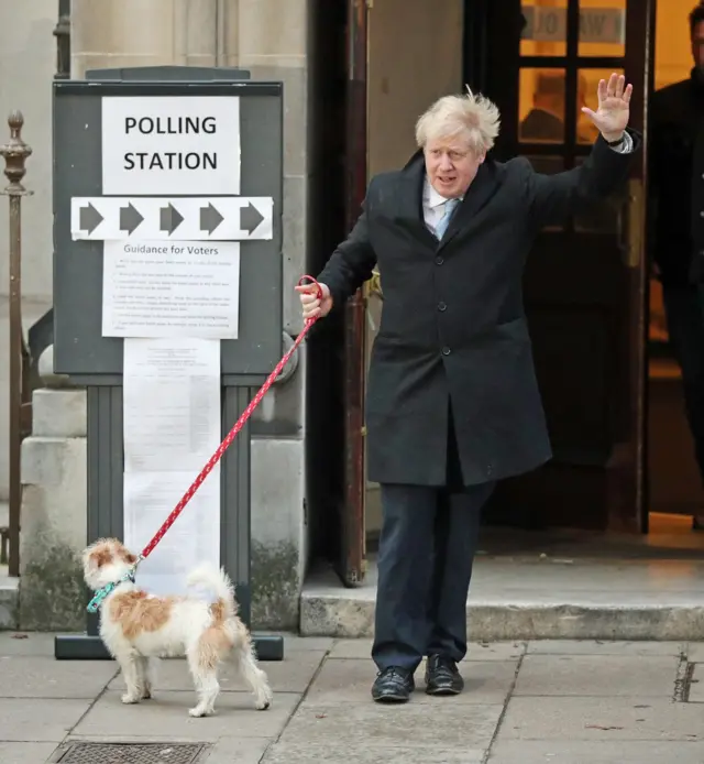 Prime Minister Boris Johnson casts his vote in the 2019 General Election