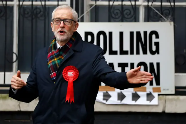 Jeremy Corbyn outside a polling station