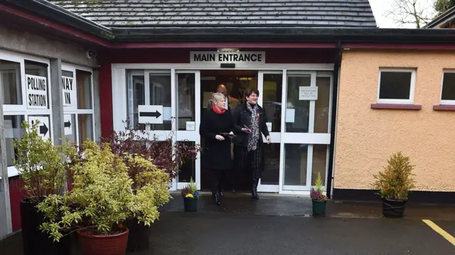 Arlene Foster outside a polling station