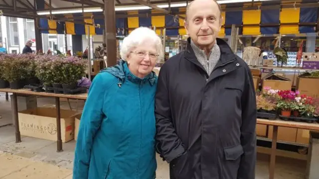 Charles Flavell and his wife Pat on Dudley high street