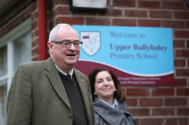 Ulster Unionist leader Steve Aiken voted in Ballyboley in East Antrim.