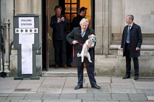 Prime Minister Boris Johnson casts his vote in Westminster