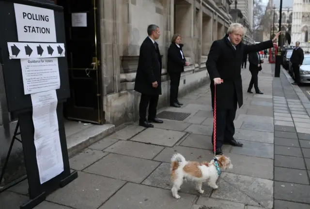 Prime Minister Boris Johnson casts his vote in Westminster