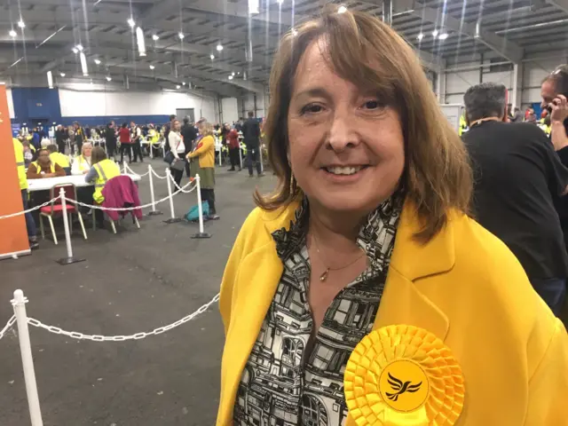 The Liberal Democrats' Christine Jardine arrives at Edinburgh count