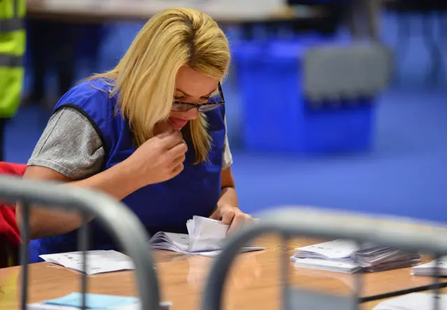 Woman at count centre