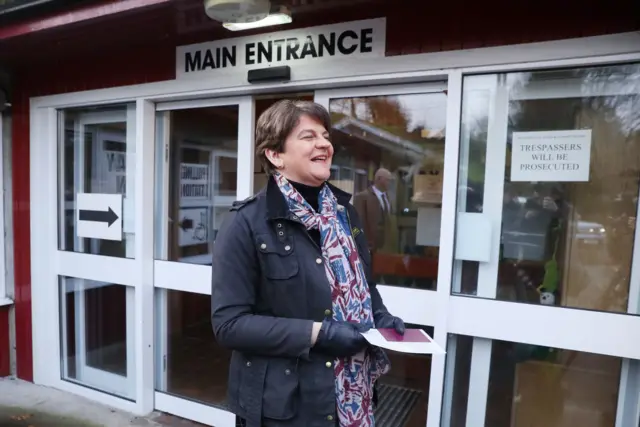 Arlene Foster outside a polling station