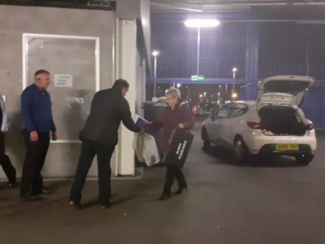 Boxes arriving at Cardiff City Stadium