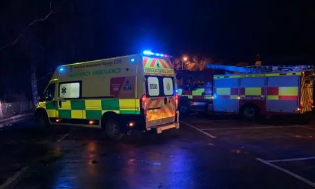 Emergency vehicles at side of River Foss
