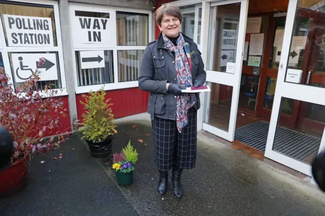 Arlene Foster outside a polling station