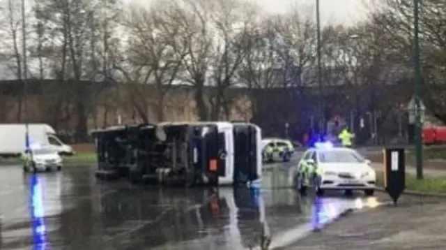 Overturned lorry