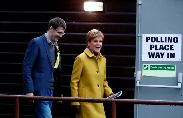 Nicola Sturgeon arrives at a polling station in Glasgow