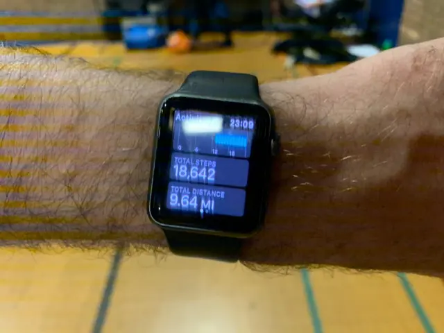 Watch showing distance walked