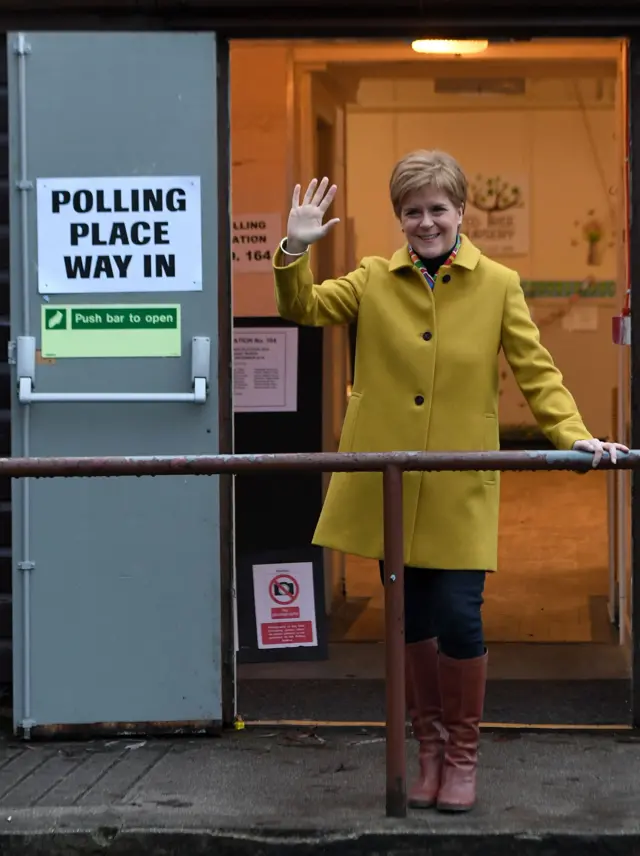 Nicola Sturgeon outside a polling station