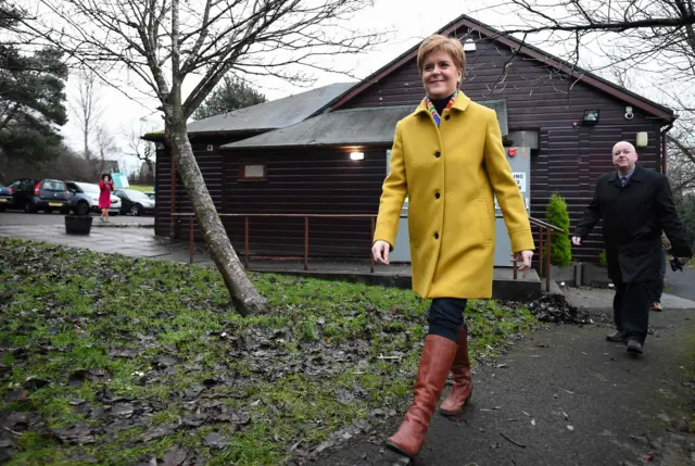 Nicola Sturgeon leaves polling statiion