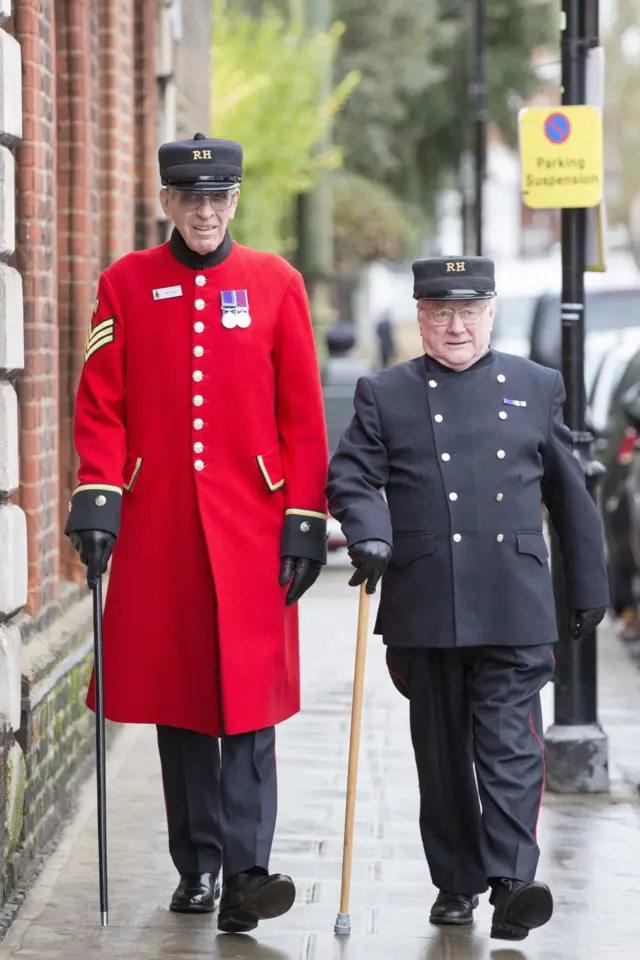 Chelsea Pensioners go to vote in Chelsea, London.
