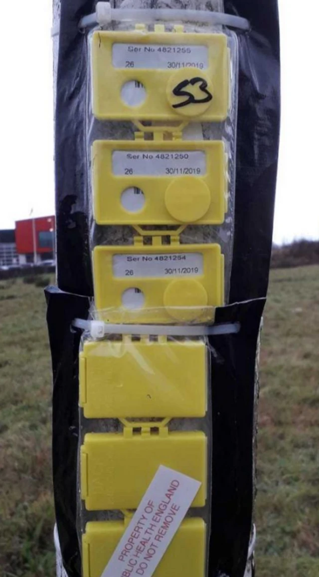 Equipment in yellow boxes.