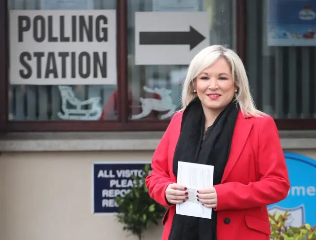 Sinn Fein's Stormont leader Michelle O'Neill cast her ballot