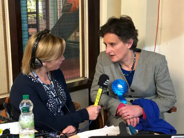 Meon Valley Conservative candidate Flick Drummond talking to BBC Radio Solent’s Jo Palmer.