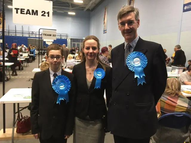 Jacob Rees-Mogg with his wife Helena and son Peter