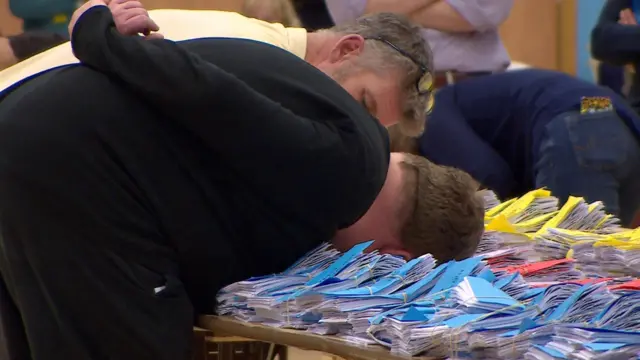 Liberal Democrats check the vote bundles in Cheltenham