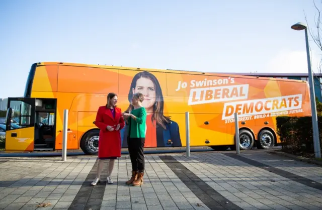 Jo Swinson and Daisy Cooper campaigning