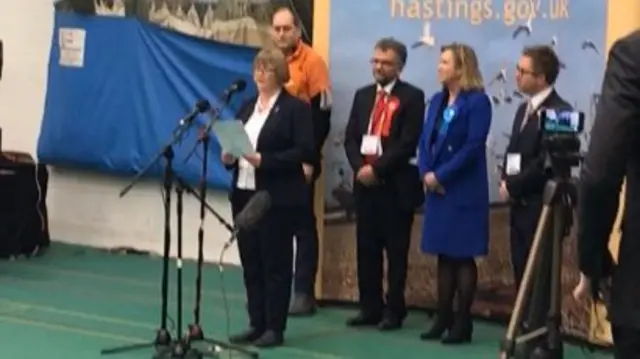 The results are announced for Hastings and Rye