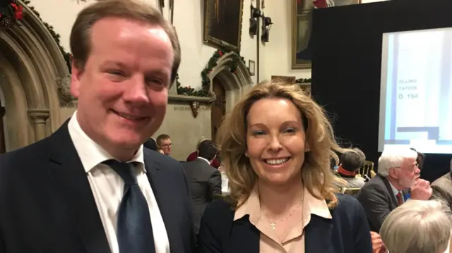 Charlie Elphicke and Natalie Elphicke at the count in Dover