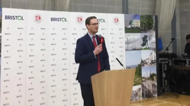 Darren Jones addresses the crowds in Bristol