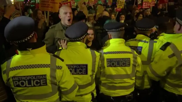 Police control protesters