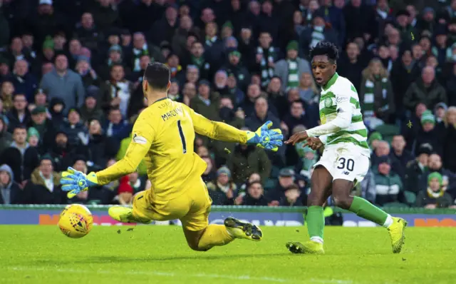 Celtic's Jeremie Frimpong scores