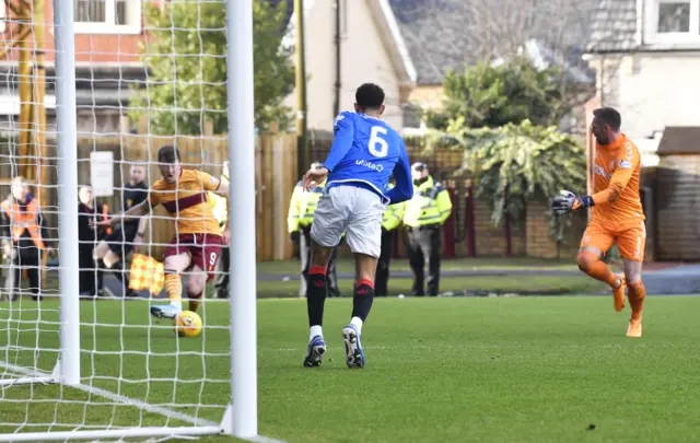 Motherwell's Christopher Long misses a chance