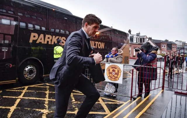 Rangers manager Steven Gerrard arrives at Fir Park