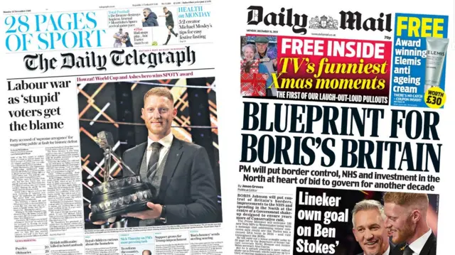 Telegraph and Daily Mail front pages