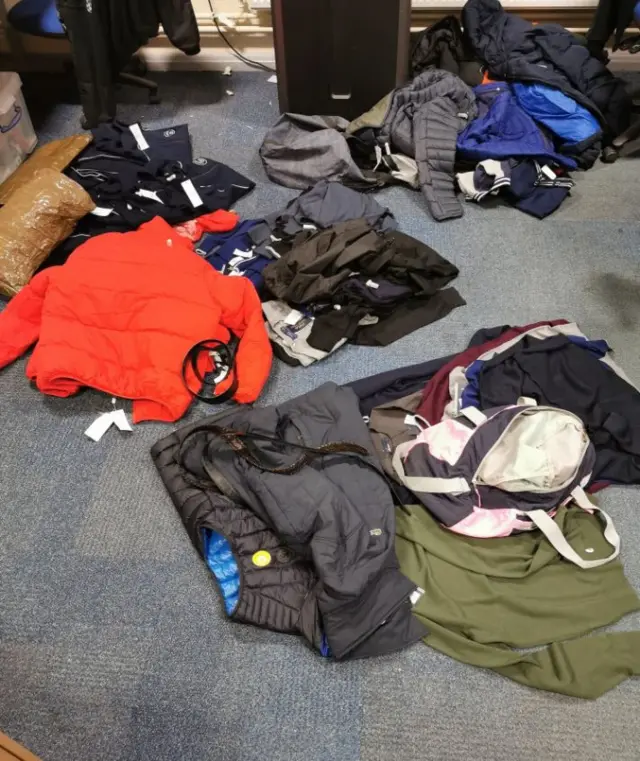 The recovered stolen clothes