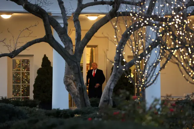 Donald Trump leaves the White House on 18 December 2019