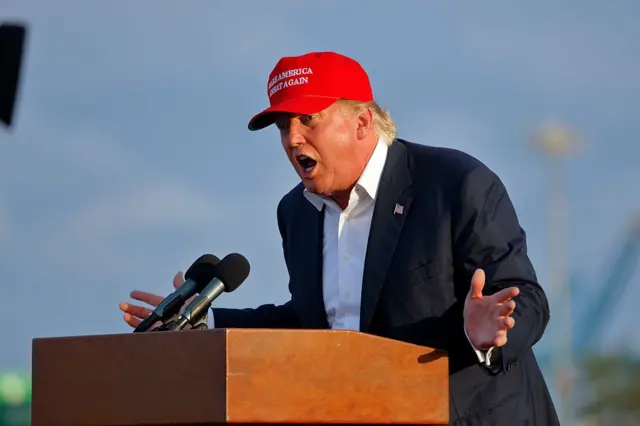 Donald Trump campaigning in a MAGA hat