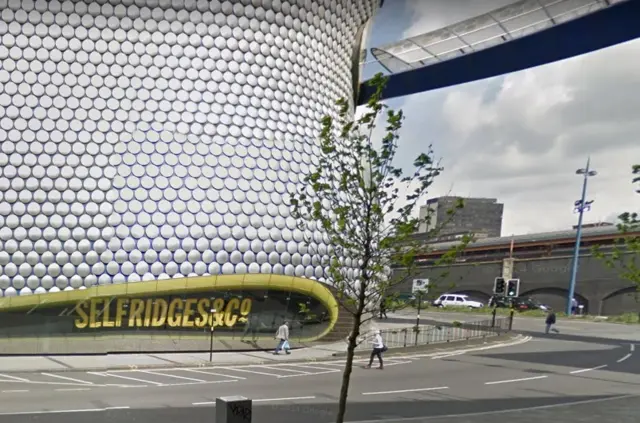 The rear entrance of Selfridges