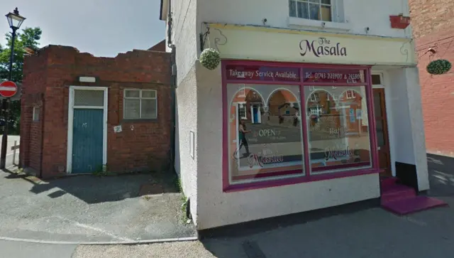 The Masala, Shrewsbury, with adjoining public toilet