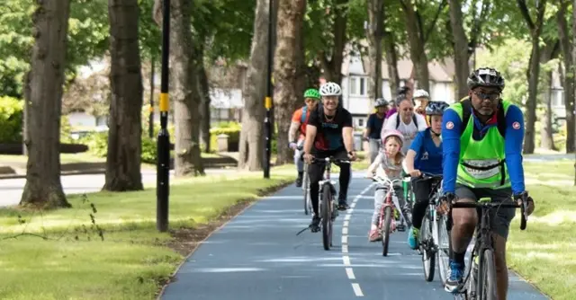 Cycle route in Edgbaston, Birmingham