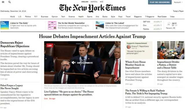 NYT front page