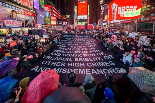 Impeachment protest in Times Square