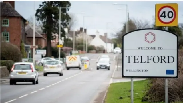 A sign for Telford