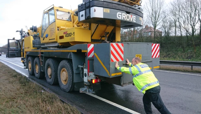 Broken down crane