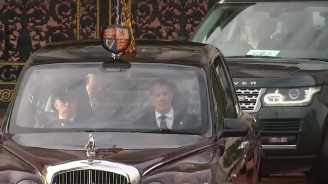 Queen and Prince Charles leave Buckingham Palace