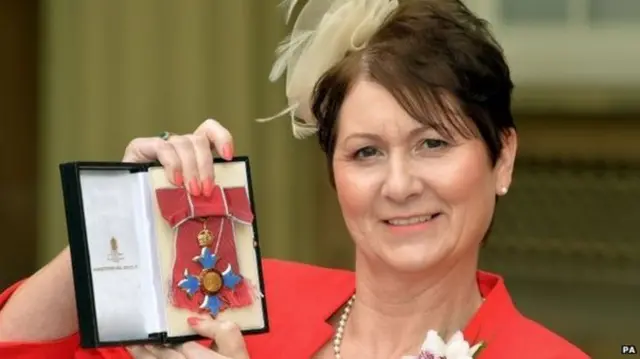 Julie Bailey receiving a CBE