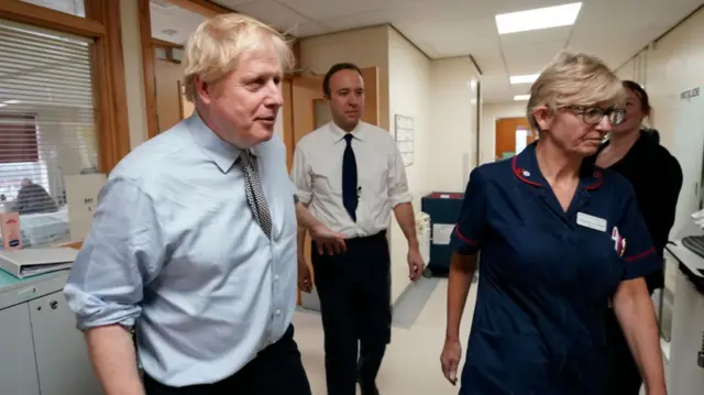 Boris Johnson at an NHS hospital