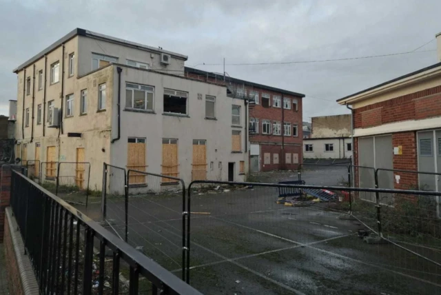 the unsafe building, a former council office.