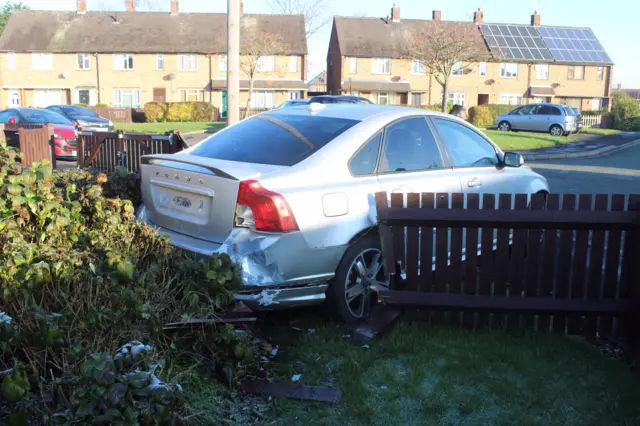 Car crash on Thorndike Avenue, Alvaston, Derby