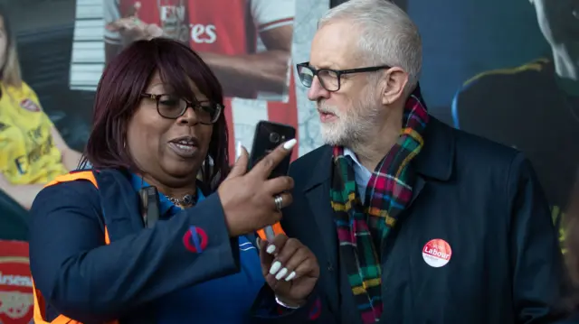 Labour leader Jeremy Corbyn at Finsbury Park station, London